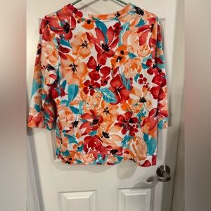 Vibrant floral lightweight sweater from Denim & Co (d&co denim + company).